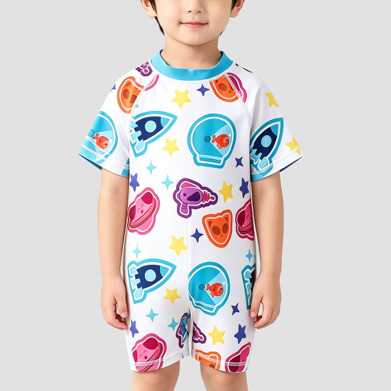 Boys' White Quick-Drying Swimsuit
