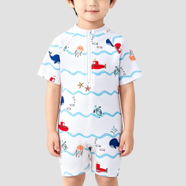 Boys' White One-Piece Swimsuit