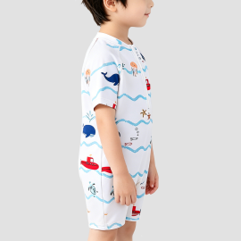 Boys' White One-Piece Swimsuit
