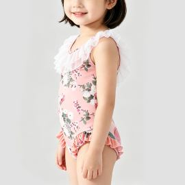 Pink Quick-Drying Onesie Swimsuit for Girls