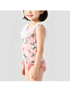 Pink Quick-Drying Onesie Swimsuit for Girls