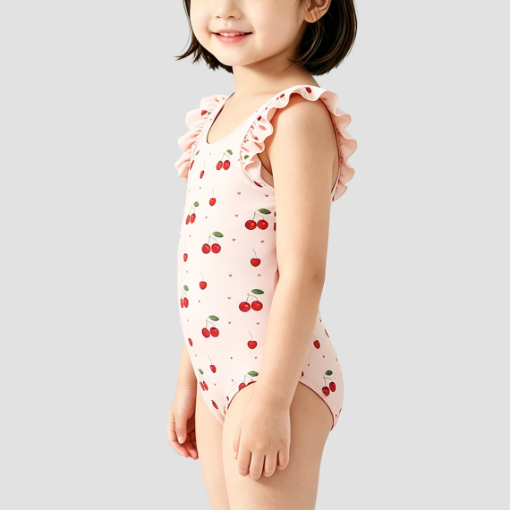 Cherry Print Girls' Swimsuit
