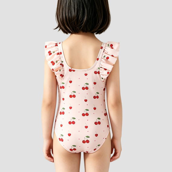Cherry Print Girls' Swimsuit