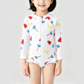 Girls' Sun Protection Onesie Swimsuit