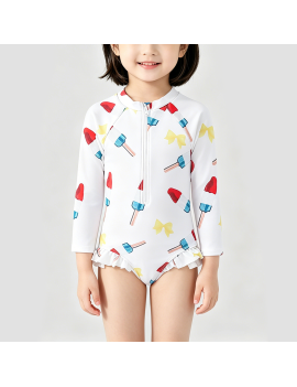 Girls' Sun Protection Onesie Swimsuit