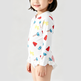 Girls' Sun Protection Onesie Swimsuit