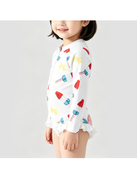 Girls' Sun Protection Onesie Swimsuit