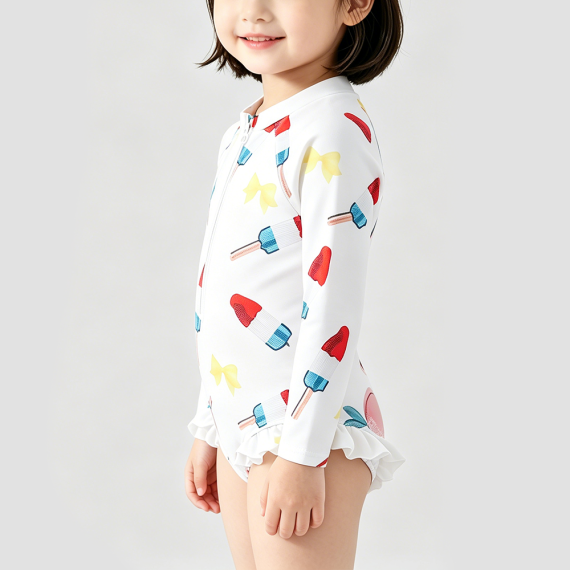 Girls' Sun Protection Onesie Swimsuit
