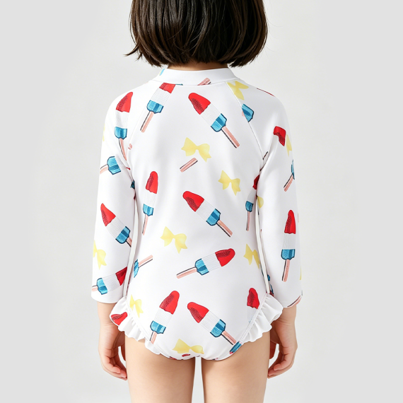 Girls' Sun Protection Onesie Swimsuit