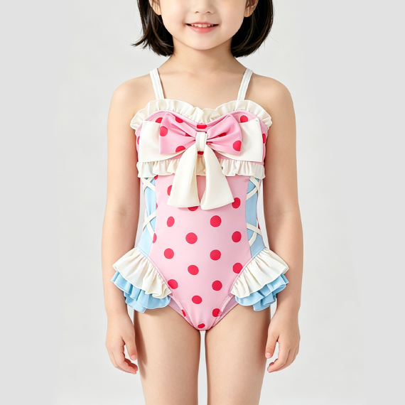 Sweet Pink One-Piece Swimsuit for Girls
