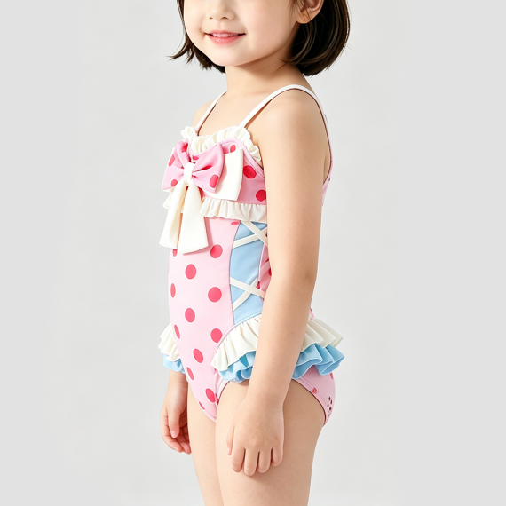 Sweet Pink One-Piece Swimsuit for Girls