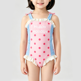 Girls' Color-Blocked Sweet Onesie Swimsuit