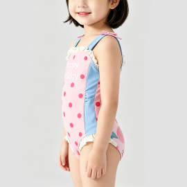 Girls' Color-Blocked Sweet Onesie Swimsuit