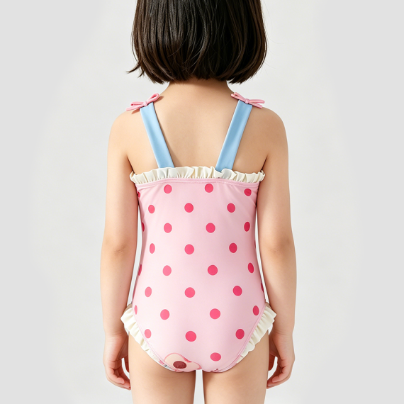 Girls' Color-Blocked Sweet Onesie Swimsuit