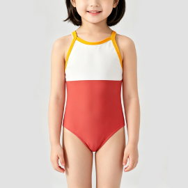 Girls' Color-Blocked Onesie Swimsuit