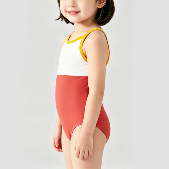 Girls' Color-Blocked Onesie Swimsuit