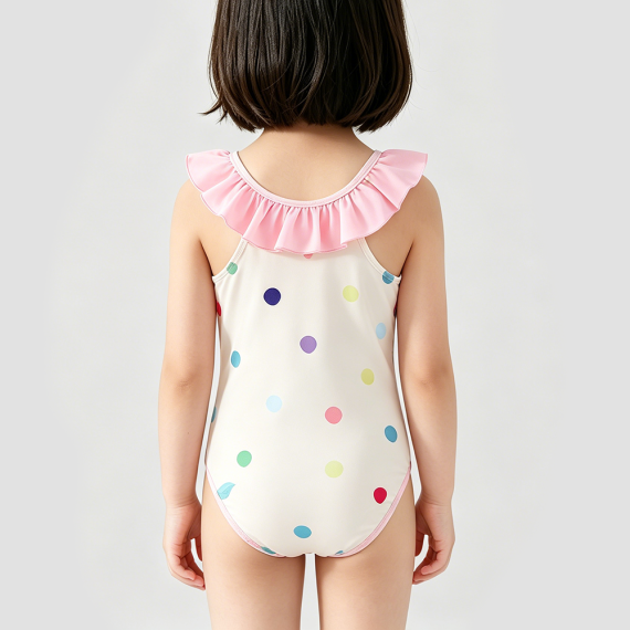 Pink Bunny Print Girls' Swimsuit