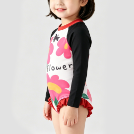 Red Floral Print Girls' Onesie