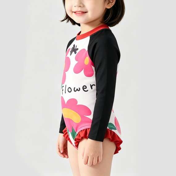 Red Floral Print Girls' Onesie