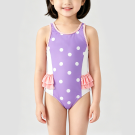 Playful Purple Onesie Swimsuit for Girls