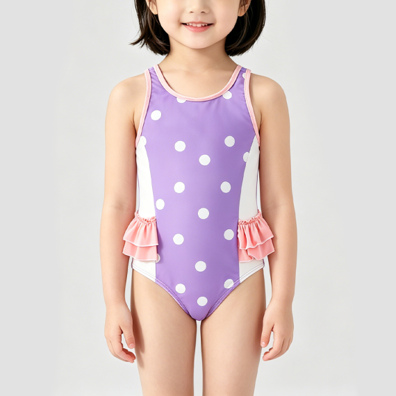 Playful Purple Onesie Swimsuit for Girls