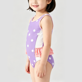 Playful Purple Onesie Swimsuit for Girls