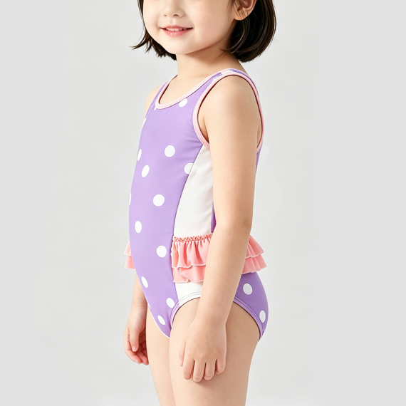Playful Purple Onesie Swimsuit for Girls