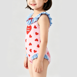 Red heart-shaped girls' swimsuit