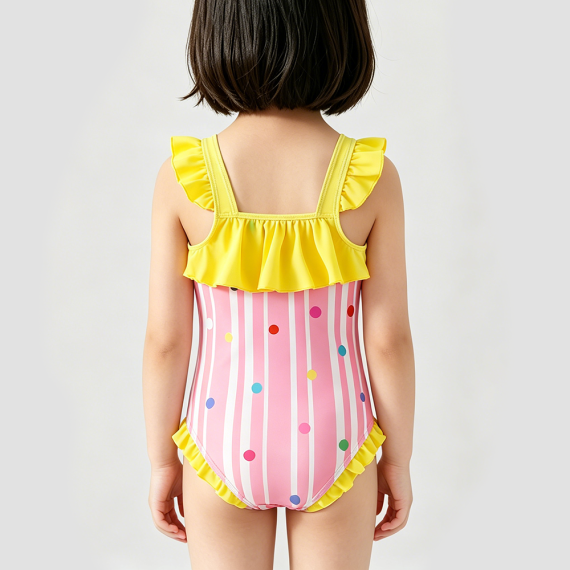 Yellow Quick-Drying Girls' Swimsuit