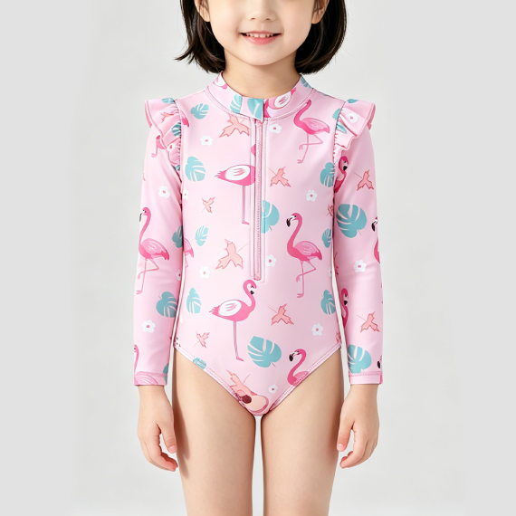 Girls' Pink Flamingo Swimsuit
