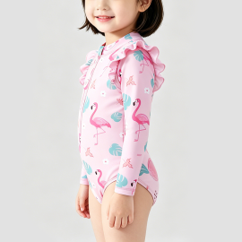 Girls' Pink Flamingo Swimsuit