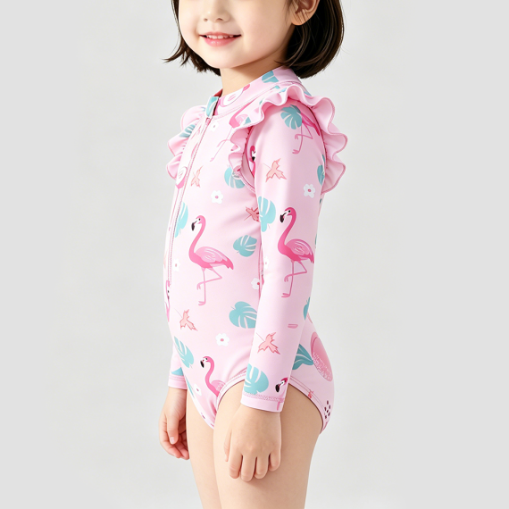 Girls' Pink Flamingo Swimsuit