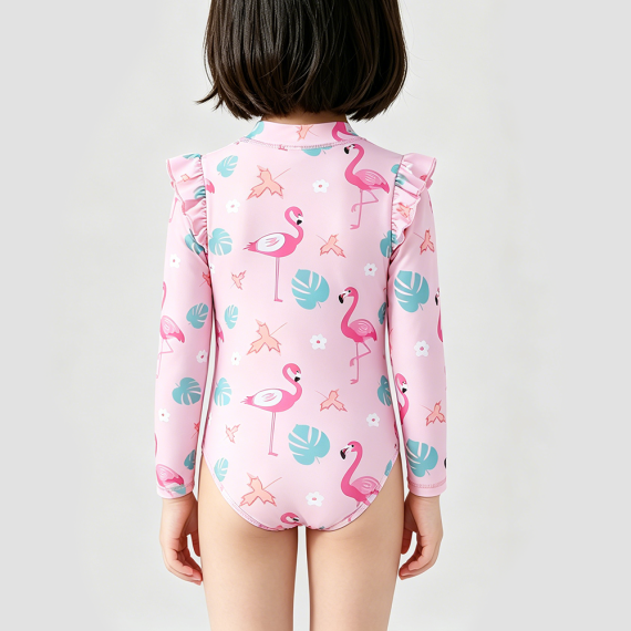 Girls' Pink Flamingo Swimsuit