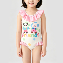 Girls' Pink Beach One-Piece Swimsuit