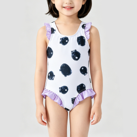 Purple Flutter Sleeves One-Piece Swimsuit