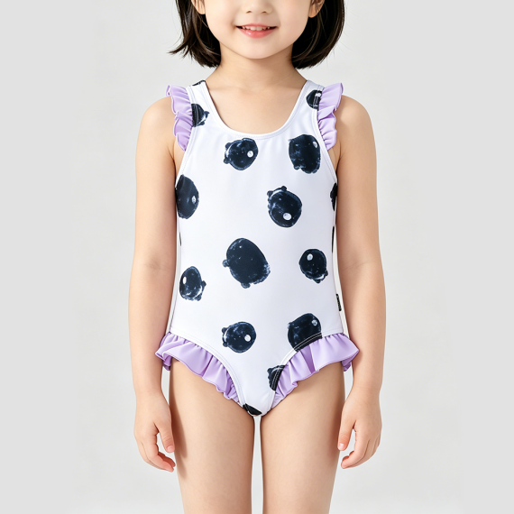Purple Flutter Sleeves One-Piece Swimsuit