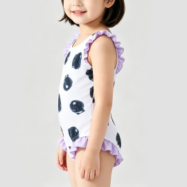 Purple Flutter Sleeves One-Piece Swimsuit
