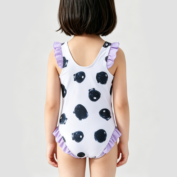 Purple Flutter Sleeves One-Piece Swimsuit