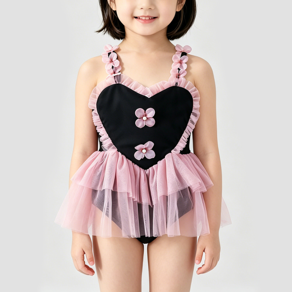 Pink Mesh Girls' Swimsuit