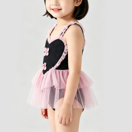Pink Mesh Girls' Swimsuit