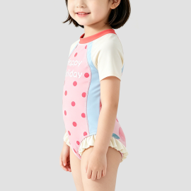 Pink Polka Dot Girls' Swimsuit