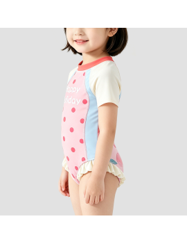 Pink Polka Dot Girls' Swimsuit