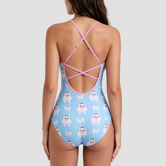 Light Blue Women's One-Piece Swimsuit