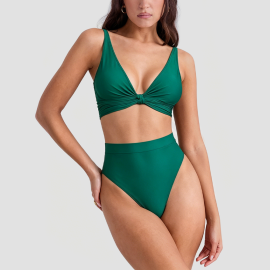 Deep V-neck Reversible Two-Piece Swimsuit