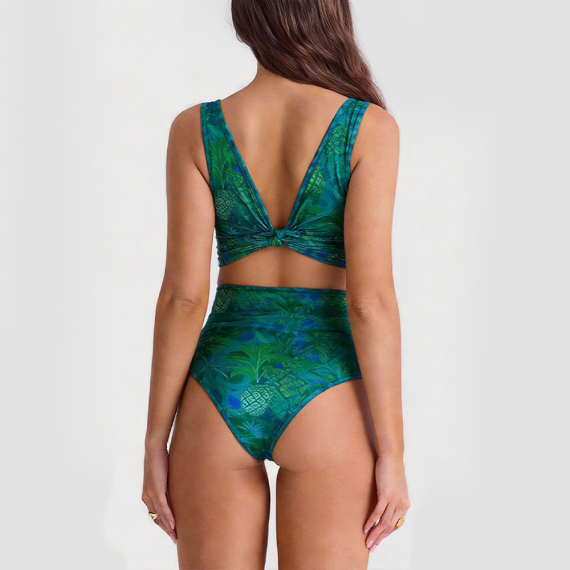 Deep V-neck Reversible Two-Piece Swimsuit