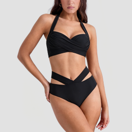 Black Slimming Two-Piece Swimsuit