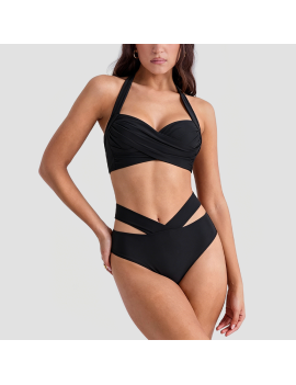 Black Slimming Two-Piece Swimsuit