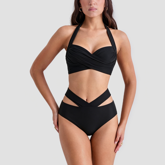 Black Slimming Two-Piece Swimsuit
