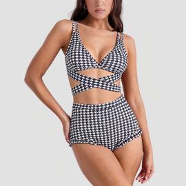 Houndstooth Two-Piece Swimsuit