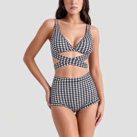 Houndstooth Two-Piece Swimsuit